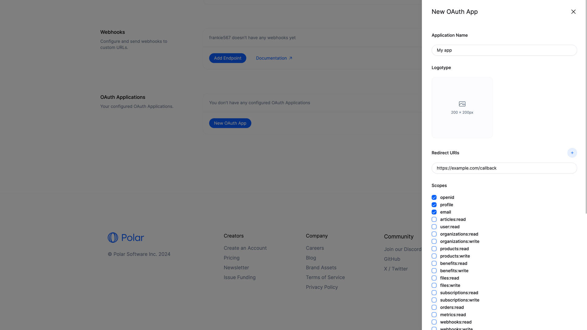 OAuth2 Client Creation