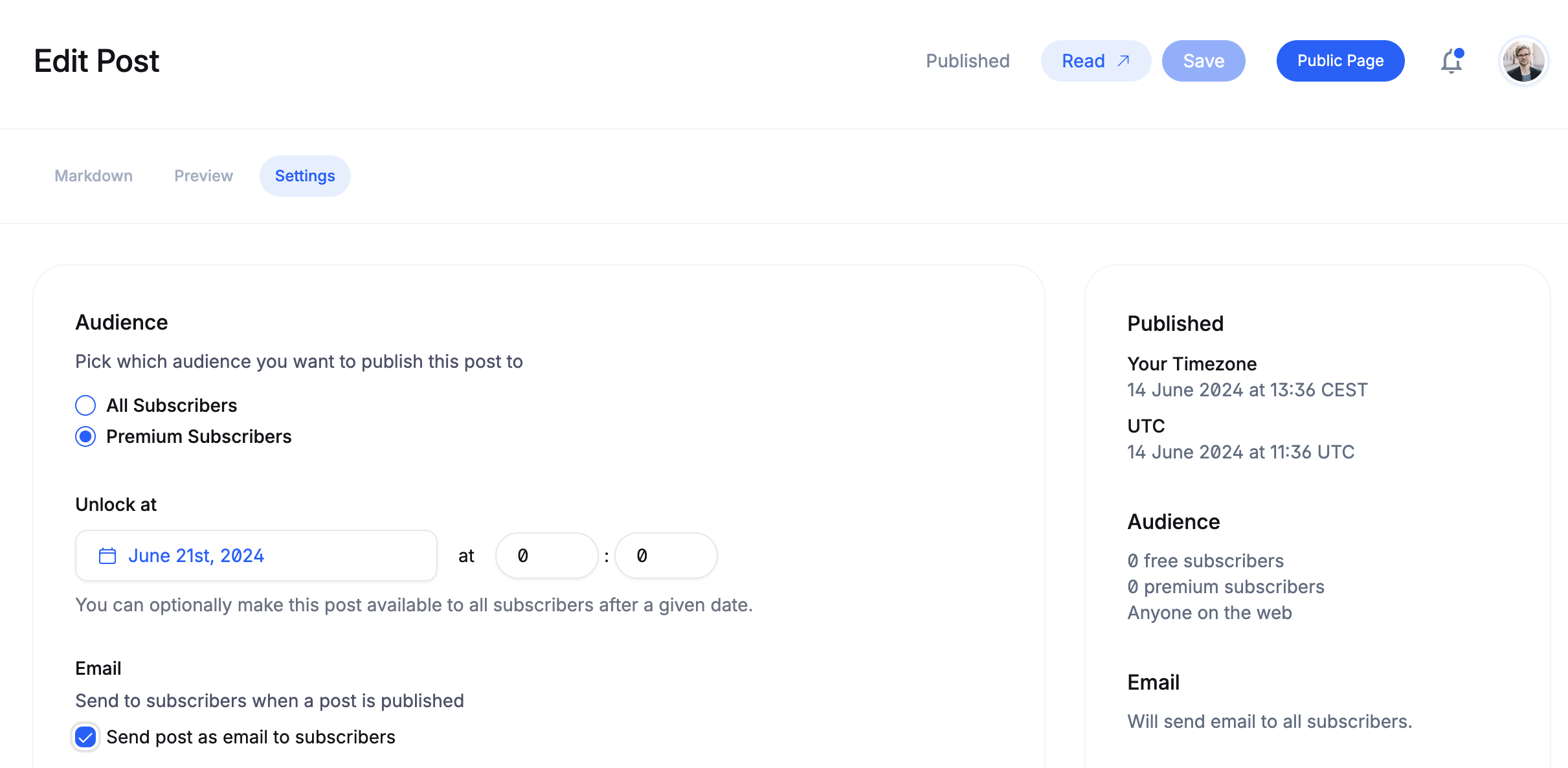 Write newsletters in GitHub flavoured markdown